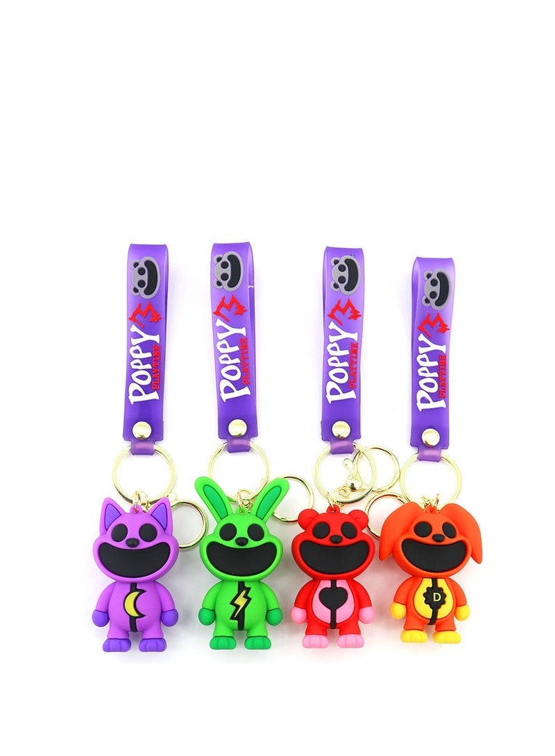 New SmilingCritters Chapter 3 CatNap Keychain,Smiling Critters Keychain,Cute CatNap Cartoon Anime SmilingCritters Keychain Toy for Game Fans Kids Birthday Gift 4pcs - Image 1